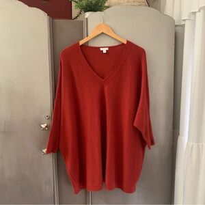 J. Jill Women's V-Neck Sweater with Dolman Sleeves in Rust